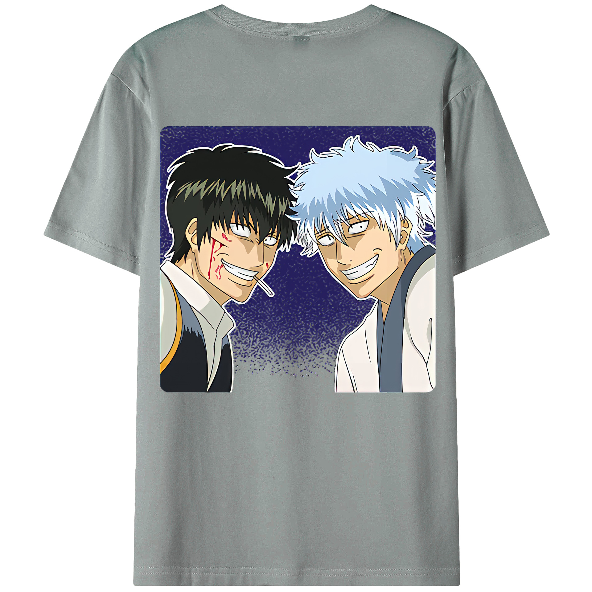 （画像用） ぎんたま 坂田銀時（さかたぎんとき） 神楽 志村新八（しむら しんぱち） GINTAMA Sakata Gintoki Kagura Shimura Shinpachi 綿100％ メンズ半袖Tシャツ（バックプリント） 通気性